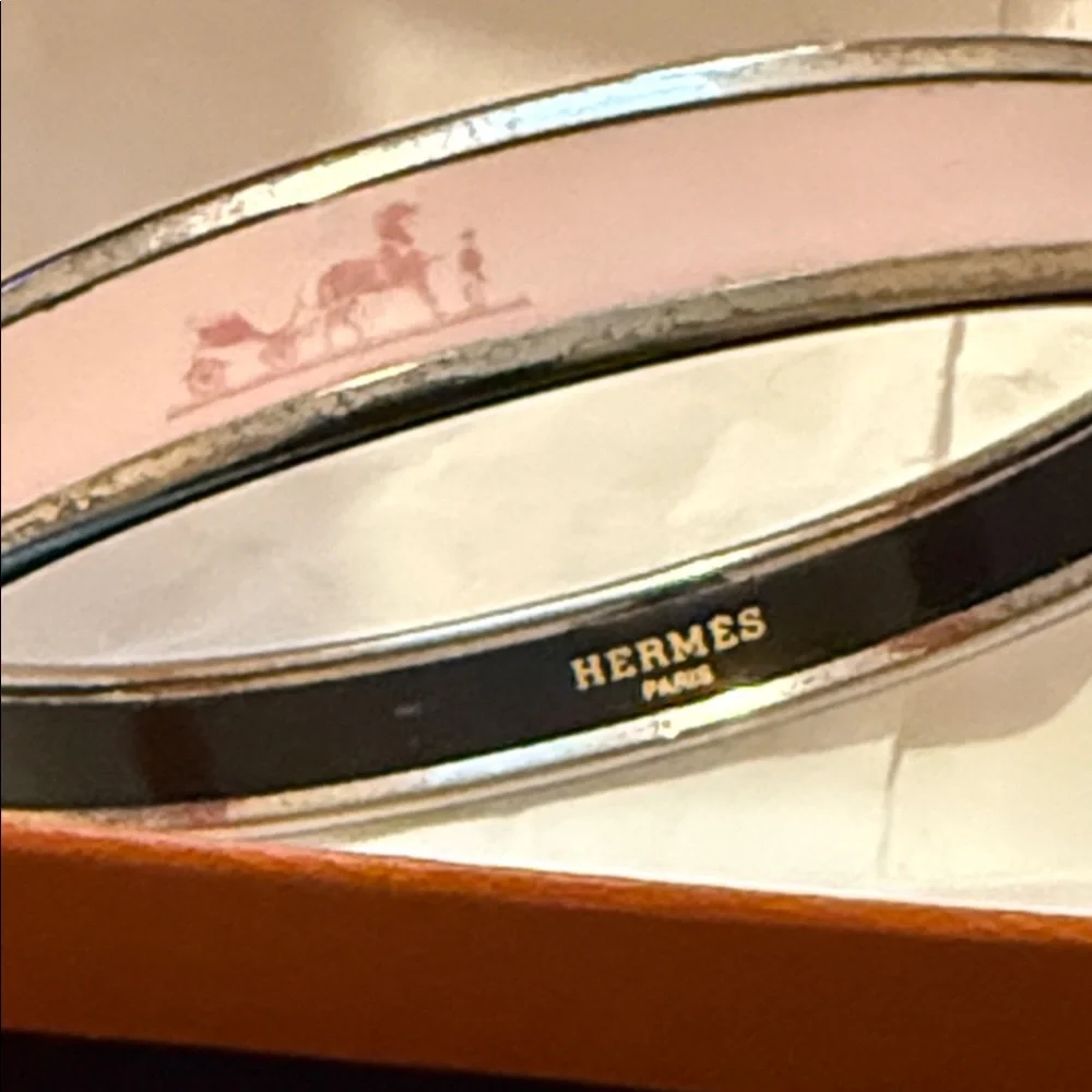 Hermes Pink Black and Silver Enamel Bracelet - Picture 2 of 15